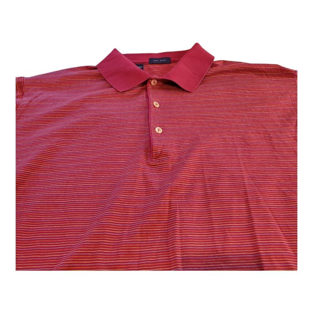 JEFF ROSE SZ L Italian made Mens Stripe 100% Cotton Knit Golf Short Sleeve Polo - Picture 3 of 8
